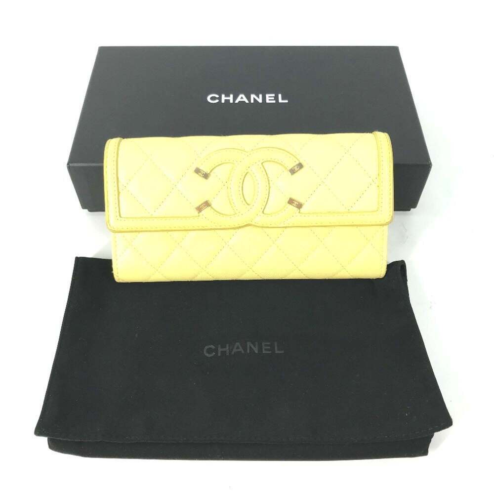 CHANEL Yellow Caviar Leather Logo Wallet - Picture 16 of 16